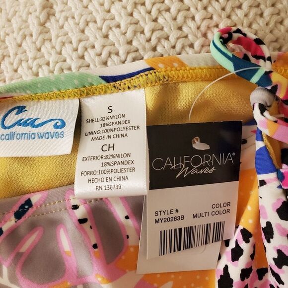 California Waves Tropical High-Waist Bikini Bottom - Picture 9 of 10